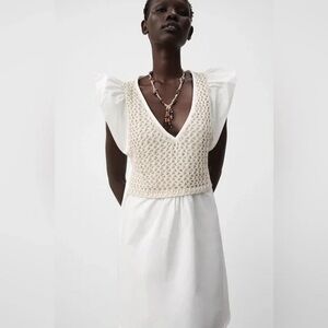 •ZARA crochet knit vest dress•